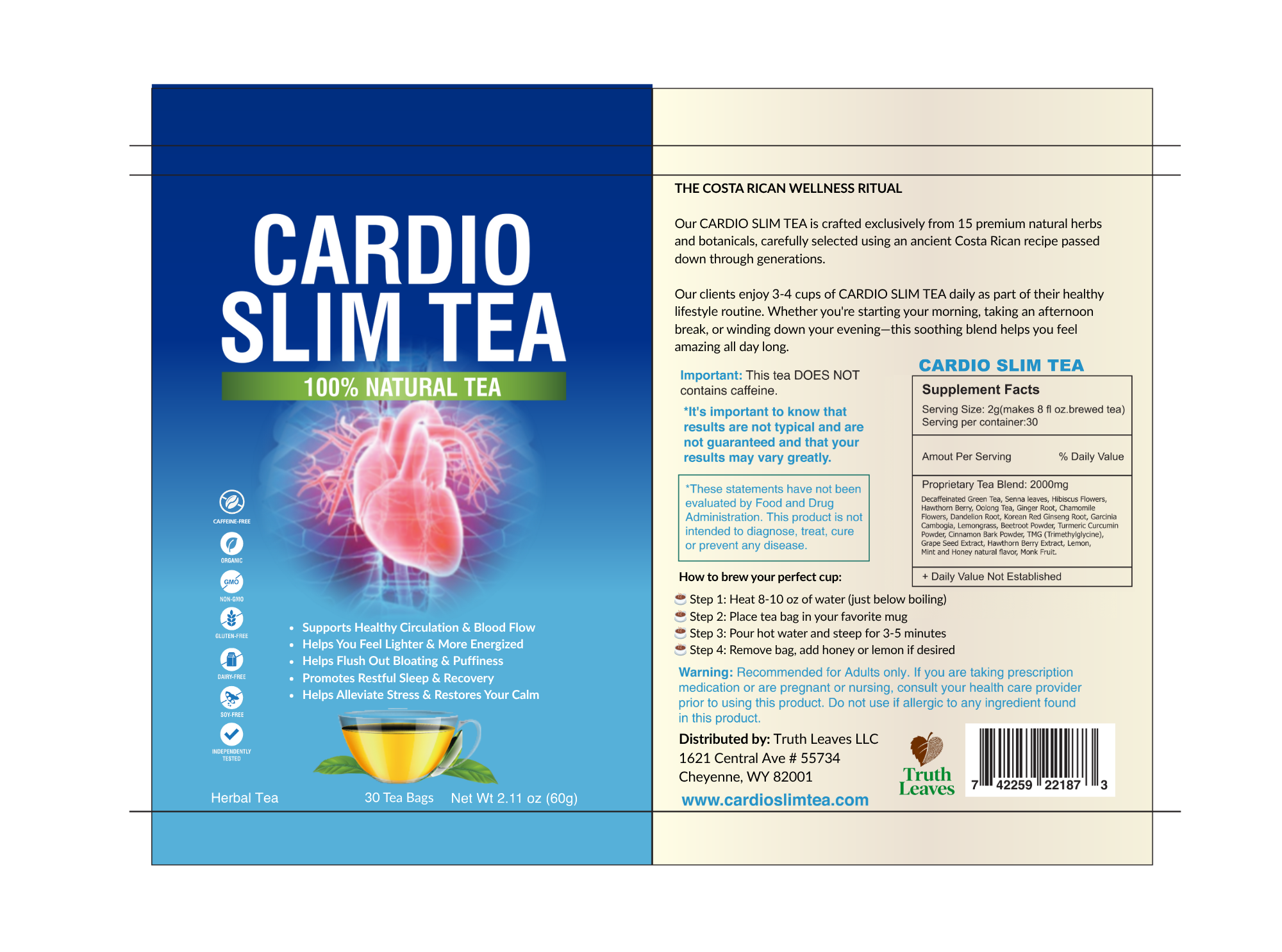 Cardio Slim Tea vs standard blood pressure approaches — comparison showing root cause targeting, no side effects, 60-day guarantee
